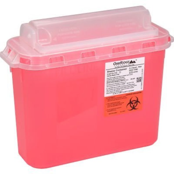 Oakridge Products-113906 Oakridge Products 5.4 Quart Sharps Container w/ Counter Balance Lid, Red 0354-150B